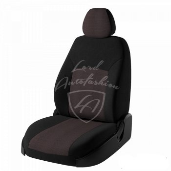 Чехлы для сидений (N16, B10) Lord Autofashion Дублин (жаккард) Nissan Almera седан N16 дорестайлинг (2000-2003)  (Черный, вставка Ёж Красный)