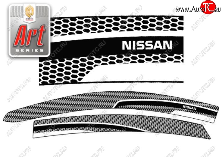 2 349 р. Дефлектора окон CA-Plastic  Nissan Almera  седан (2012-2019) (Серия Art черная, Без хром.молдинга)