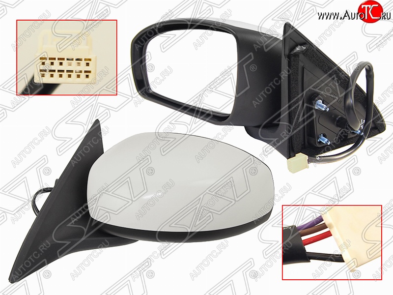 3 599 р. Боковое левое зеркало заднего вида SAT (обогрев, 5 контактов) Nissan Almera седан G15 (2012-2019) (Неокрашенное)
