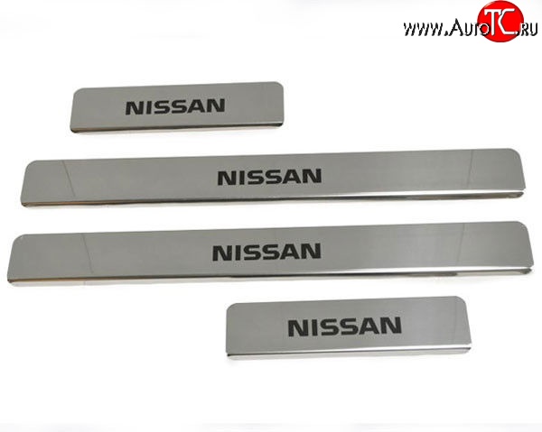 699 р. Накладки на порожки автомобиля (N17) M-VRS (нанесение надписи методом окраски)  Nissan Almera  седан (2012-2019)