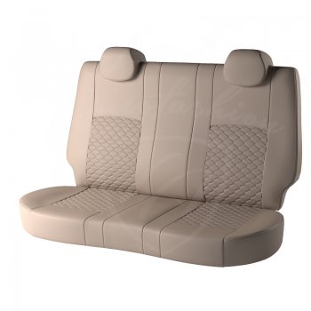 4 749 р. Чехлы для сидений (G11/G15) Lord Autofashion Турин Соты (экокожа)  Nissan Almera  седан (2012-2019) (Бежевый, вставка Бежевая, строчка Бежевая). Увеличить фотографию 2