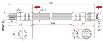 369 р. Тормозной шланг SAT (передний) Renault Sandero Stepway (BS) (2010-2014). Увеличить фотографию 1