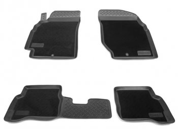 Комплект комбинированых ковриков в салон с повышенной износостойкостью Unidec (полиуретан, текстиль) Nissan (Нисан) Almera Classic (Альмера)  седан (2006-2013) седан B10  (Черный)