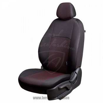 Чехлы для сидений Lord Autofashion Дублин (жаккард, сплошная спинка) Nissan Almera Classic седан B10 (2006-2013)  (Черный, вставка Ёж Красный)