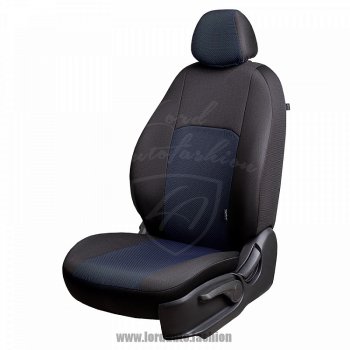 Чехлы для сидений Lord Autofashion Дублин (жаккард, сплошная спинка) Nissan (Нисан) Almera Classic (Альмера)  седан (2006-2013) седан B10  (Черный, вставка Ёж Синий)