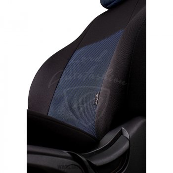 6 649 р. Чехлы для сидений Lord Autofashion Дублин (жаккард, сплошная спинка)  Nissan Almera Classic  седан (2006-2013) (Черный, вставка Ёж Синий). Увеличить фотографию 2
