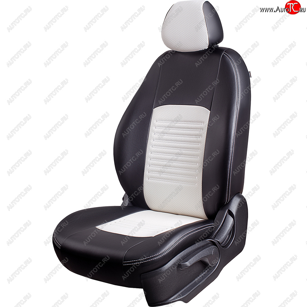 8 749 р. Чехлы для сидений Lord Autofashion Турин (экокожа, сплошная спинка, 3 Г-образных подголовника)  Nissan Almera Classic  седан (2006-2013) (Черный, вставка белая)