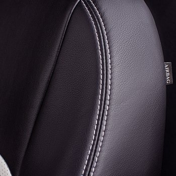 8 749 р. Чехлы для сидений Lord Autofashion Турин (экокожа, сплошная спинка, 3 Г-образных подголовника)  Nissan Almera Classic  седан (2006-2013) (Черный, вставка белая). Увеличить фотографию 4