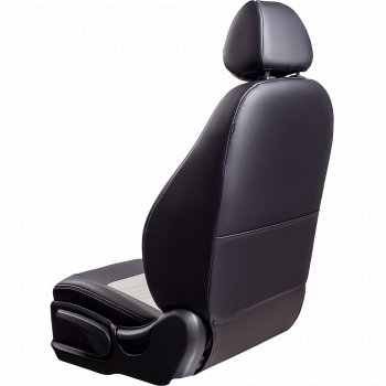 8 749 р. Чехлы для сидений Lord Autofashion Турин (экокожа, сплошная спинка, 3 Г-образных подголовника)  Nissan Almera Classic  седан (2006-2013) (Черный, вставка белая). Увеличить фотографию 3