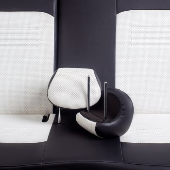 8 749 р. Чехлы для сидений Lord Autofashion Турин (экокожа, сплошная спинка, 3 Г-образных подголовника)  Nissan Almera Classic  седан (2006-2013) (Черный, вставка белая). Увеличить фотографию 5