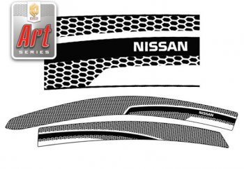 2 059 р. Дефлектора окон CA-Plastic  Nissan Bluebird Sylphy  седан (2005-2012) (Серия Art белая, Без хром.молдинга). Увеличить фотографию 1