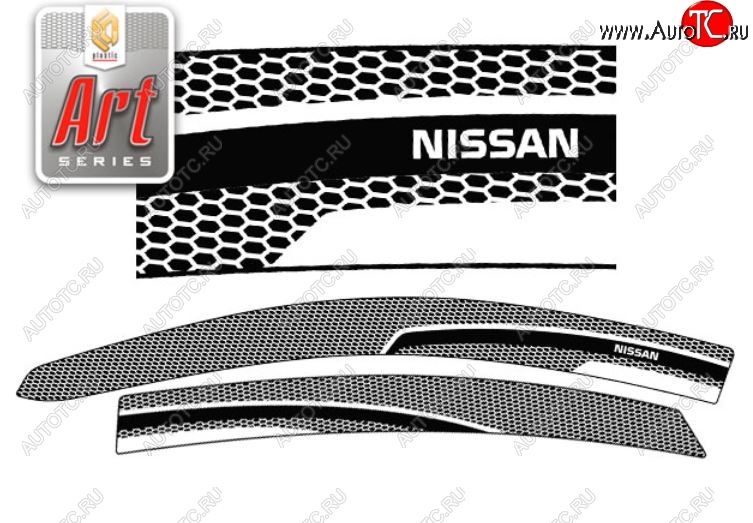 2 349 р. Дефлектора окон CA-Plastic  Nissan Bluebird Sylphy  седан (2005-2012) (Серия Art черная, Без хром.молдинга)