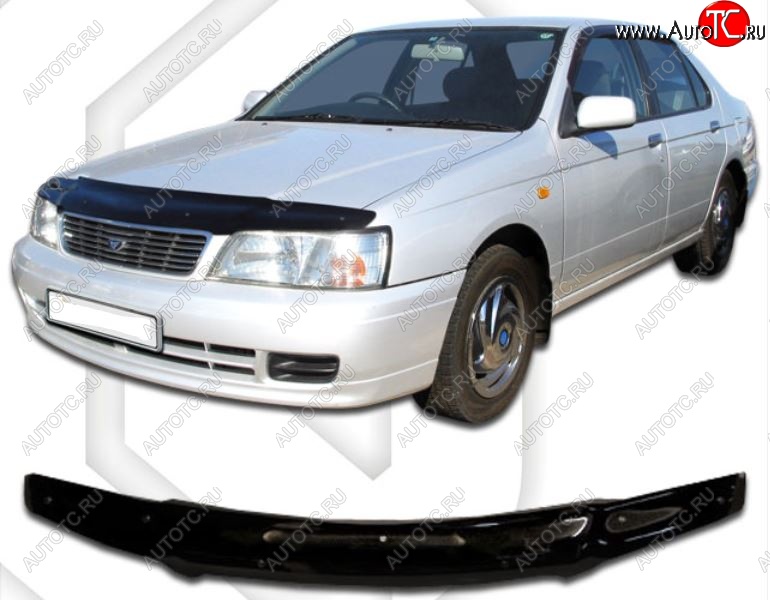 2 079 р. Дефлектор капота CA-Plastic  Nissan Bluebird  седан (1996-2001) (Classic черный, Без надписи)