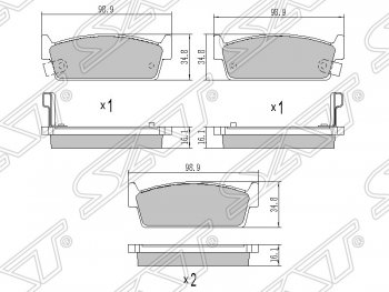 719 р. Колодки тормозные SAT (задние)  Nissan Cedric - Skyline ( R32,  R33). Увеличить фотографию 1