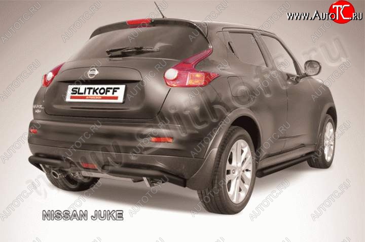 7 549 р. Защита заднего бампера Slitkoff (d57, 4WD)  Nissan Juke  1 YF15 (2010-2020) (Цвет: серебристый)