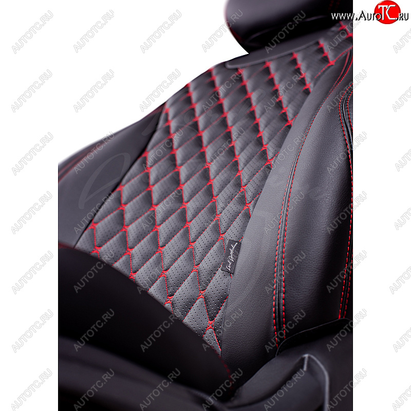 16 749 р. Чехлы для сидений Lord Autofashion Байрон (экокожа)  Nissan Juke  1 YF15 (2010-2020) (Черный, вставка черная, строчка красная)