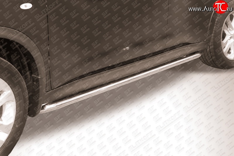 11 649 р. Защита порогов из круглой трубы диаметром 42 мм с загнутыми краями Slitkoff  Nissan Juke  1 YF15 (2010-2014) (2WD)