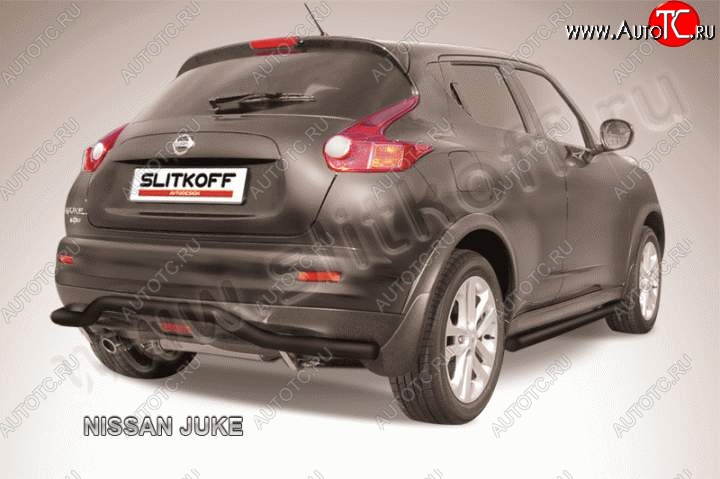 7 999 р. Защита задняя Slitkoff  Nissan Juke  1 YF15 (2010-2014) (Цвет: серебристый)