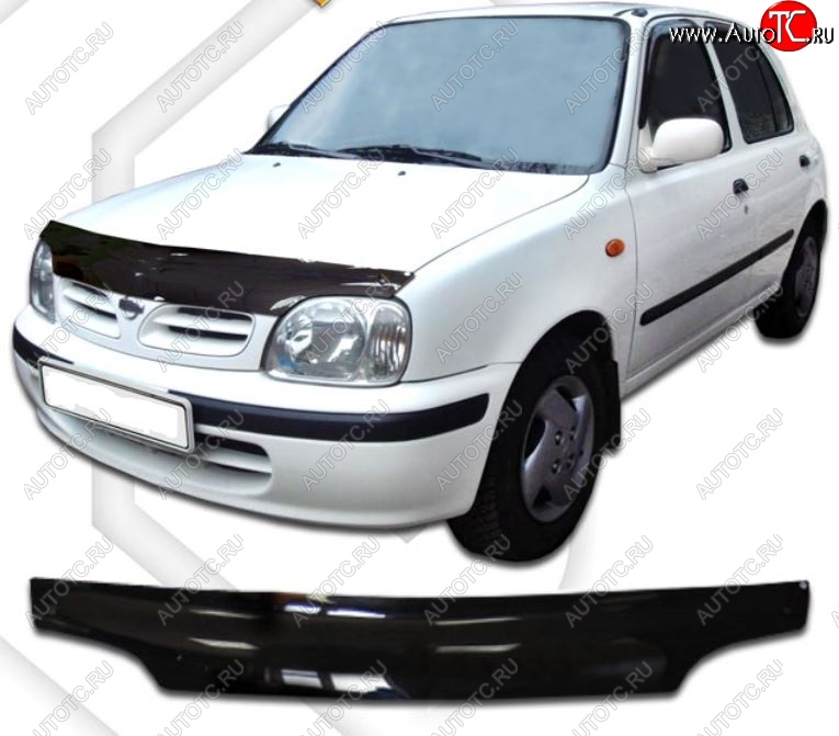 2 079 р. Дефлектор капота CA-Plastic  Nissan Micra  2 (1992-2003) (Classic черный, Без надписи)