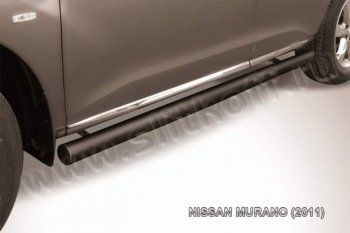 8 999 р. Защита порогов Slitkoff  Nissan Murano  2 Z51 (2010-2016) (Цвет: серебристый). Увеличить фотографию 1
