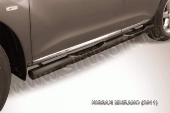 10 899 р. Защита порогов Slitkoff  Nissan Murano  2 Z51 (2010-2016) (Цвет: серебристый). Увеличить фотографию 1