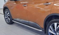 22 749 р. Порожки для ног (Ø42) Russtal  Nissan Murano  3 Z52 (2015-2024) (лист - алюминий, профиль - нержавейка). Увеличить фотографию 4