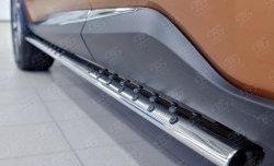 21 749 р. Защита порогов из овальной трубы диаметром 75x42 мм с проступью Russtal  Nissan Murano  3 Z52 (2015-2024). Увеличить фотографию 4
