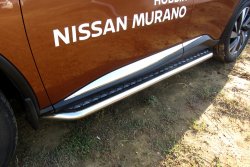 Широкая защита порогов с трубой диаметром d57 Slitkoff Nissan Murano 3 Z52 рестайлинг (2020-2024)