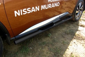 11 599 р. Защита порогов Slitkoff  Nissan Murano  3 Z52 (2015-2024) (Цвет: серебристый). Увеличить фотографию 1
