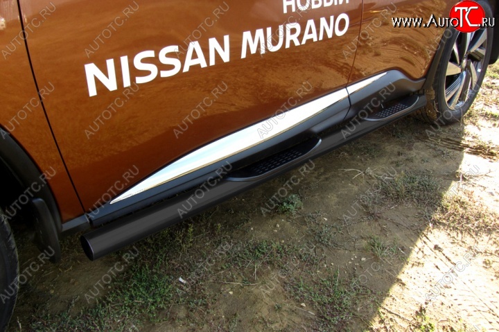 11 599 р. Защита порогов Slitkoff Nissan Murano 3 Z52 дорестайлинг (2015-2022) (Цвет: серебристый)