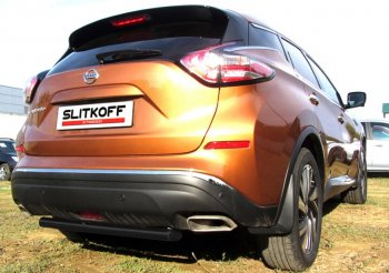 5 649 р. Защита заднего бампера Slitkoff (Ø 57, короткая)  Nissan Murano  3 Z52 (2015-2022) (Сталь с полимерным покрытием. Цвет: черный). Увеличить фотографию 1