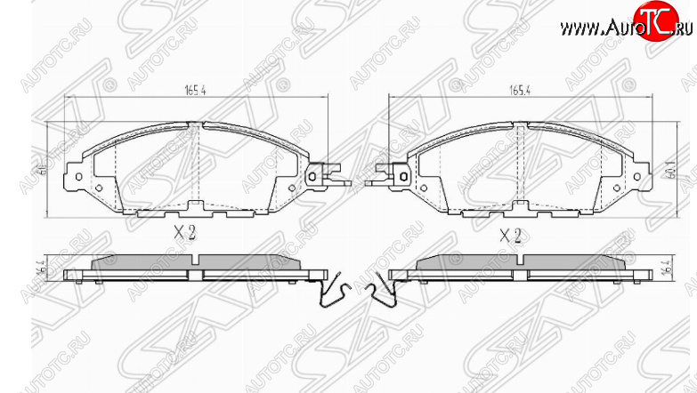 1 379 р. Комплект передних тормозных колодок SAT Nissan Pathfinder R52 дорестайлинг (2012-2017)