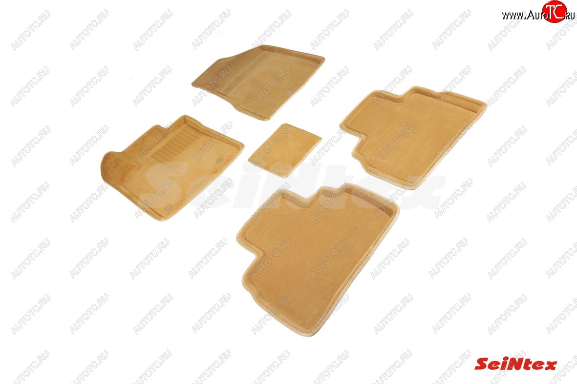 5 449 р. Комплект 3D ковриков в салон (ворсовые / бежевые) Seintex Nissan Murano 3 Z52 дорестайлинг (2015-2022)