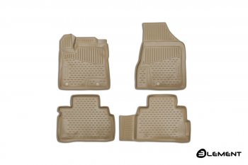 5 649 р. Комплект 3D ковриков салона Element (полиуретан, бежевые) Nissan Murano 3 Z52 дорестайлинг (2015-2022). Увеличить фотографию 1