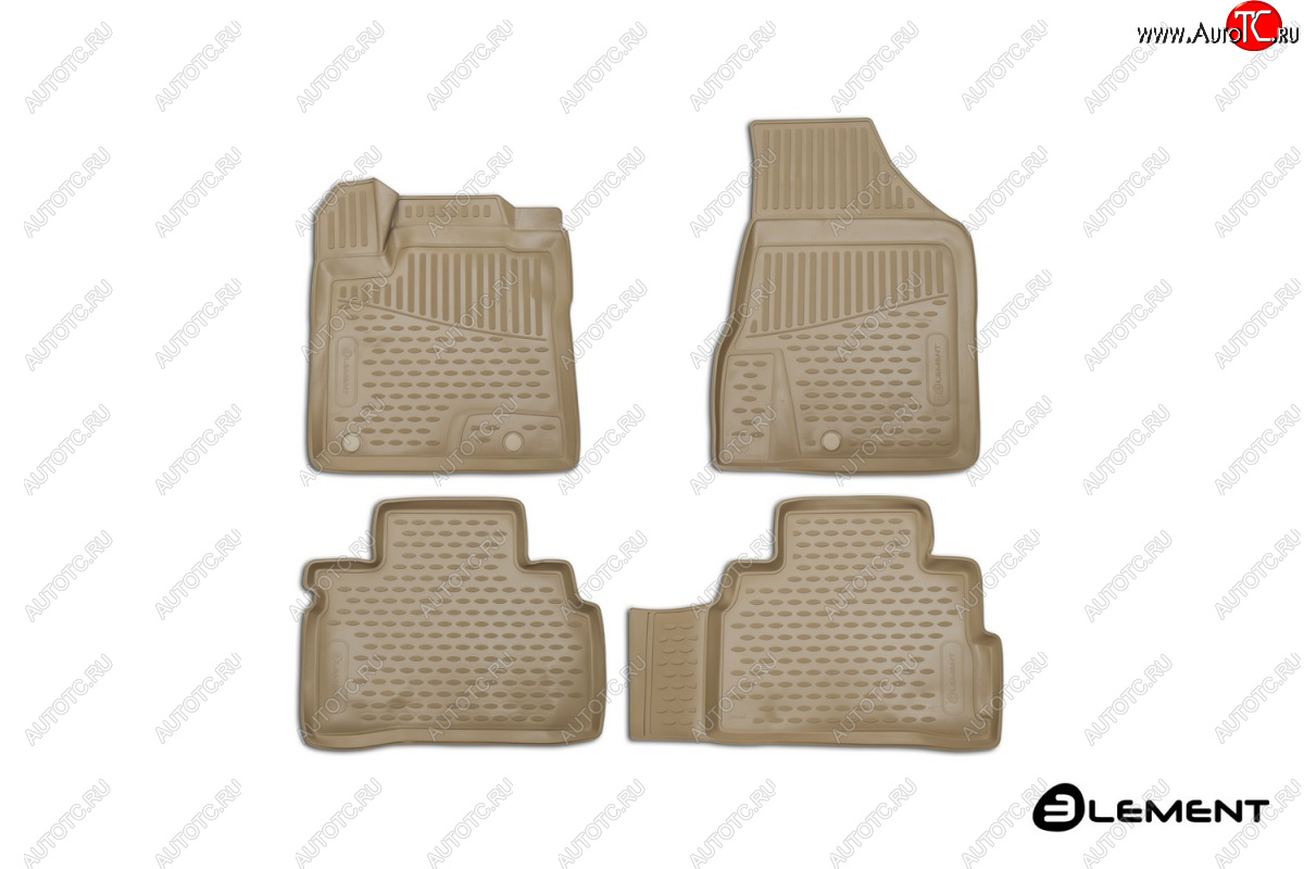 5 649 р. Комплект 3D ковриков салона Element (полиуретан, бежевые) Nissan Murano 3 Z52 дорестайлинг (2015-2022)