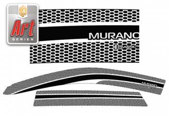 2 099 р. Дефлектора окон CA-Plastic  Nissan Murano  1 Z50 (2002-2009) (Серия Art белая, Без хром.молдинга). Увеличить фотографию 1