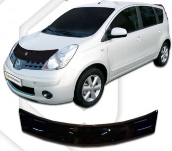 1 759 р. Дефлектор капота (левый руль) CA-Plastic  Nissan Note  1 (2004-2008) (Classic черный, Без надписи). Увеличить фотографию 1