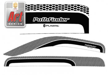 2 399 р. Дефлектора окон CA-Plastic  Nissan Pathfinder  R51 (2004-2007) (Серия Art белая, Без хром.молдинга). Увеличить фотографию 1
