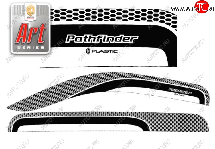 2 399 р. Дефлектора окон CA-Plastic  Nissan Pathfinder  R51 (2004-2007) (Серия Art белая, Без хром.молдинга)