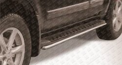 8 599 р. Защита штатных порогов из круглой трубы диаметром 42 мм Slitkoff  Nissan Pathfinder  R51 (2004-2007) (Нержавейка, Полированная). Увеличить фотографию 1