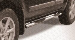 13 949 р. Защита порогов из трубы d76 мм с пластиковыми вставками для ног Slitkoff  Nissan Pathfinder  R51 (2004-2007) (Нержавейка, Полированная). Увеличить фотографию 1