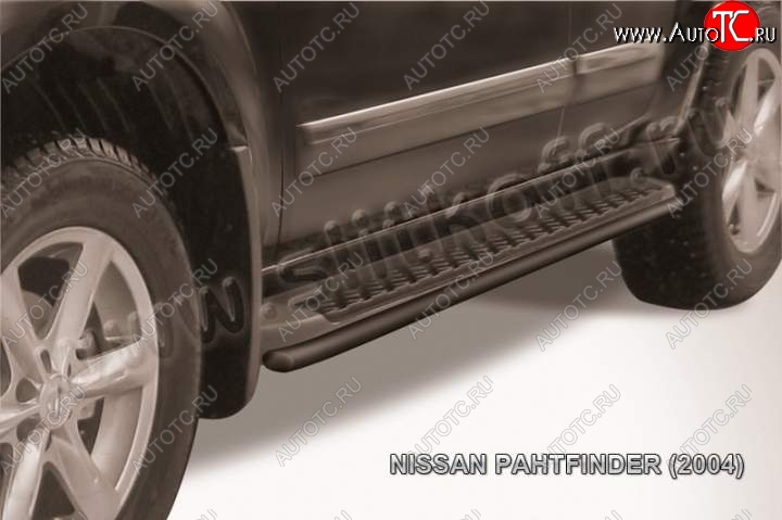 5 999 р. Защита штатного порога d42 Slitkoff  Nissan Pathfinder  R51 (2004-2007) (Цвет: серебристый)
