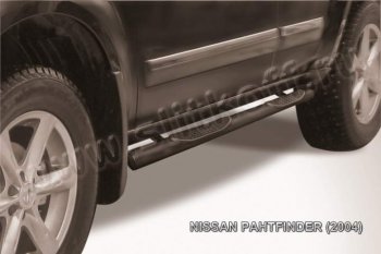 9 749 р. Защита порогов Slitkoff  Nissan Pathfinder  R51 (2004-2007) (Цвет: серебристый). Увеличить фотографию 1