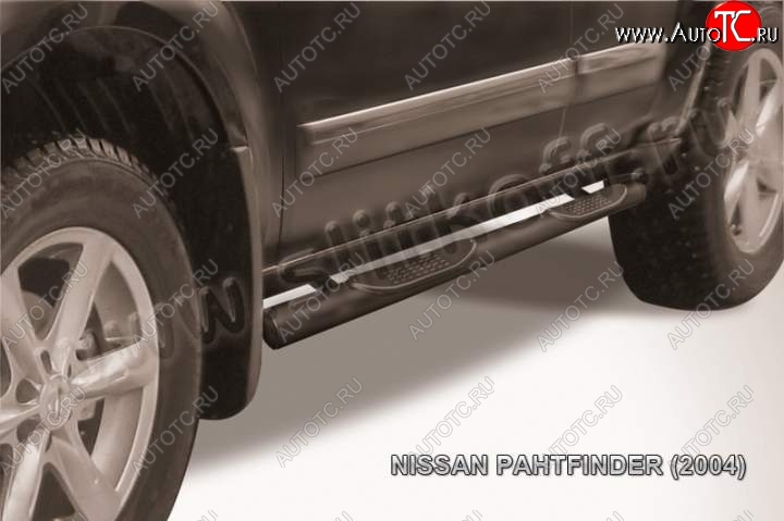 9 749 р. Защита порогов Slitkoff  Nissan Pathfinder  R51 (2004-2007) (Цвет: серебристый)