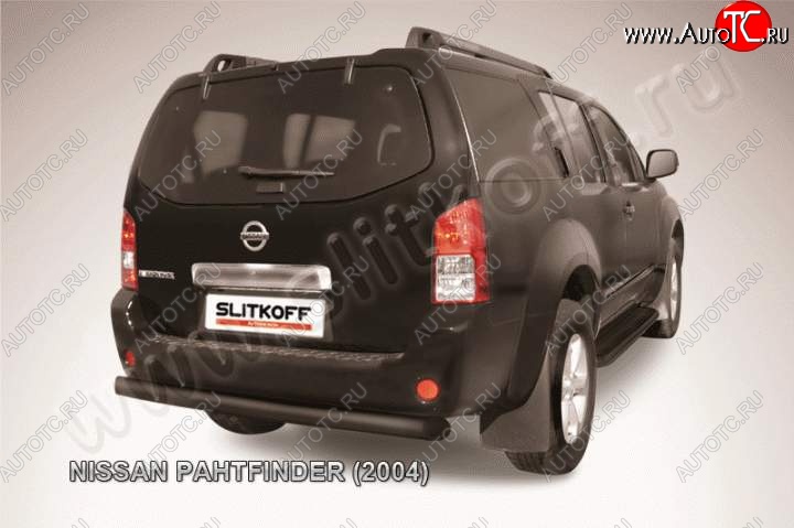 7 449 р. Защита задняя Slitkoff  Nissan Pathfinder  R51 (2004-2007) (Цвет: серебристый)