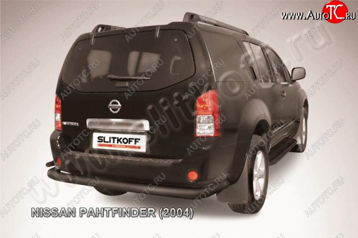 12 549 р. Защита задняя Slitkoff  Nissan Pathfinder  R51 (2004-2007) (Цвет: серебристый)