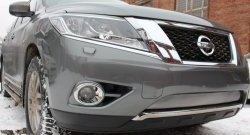 1 299 р. Нижняя сетка на бампер Russtal (хром)  Nissan Pathfinder  R52 (2012-2017). Увеличить фотографию 2