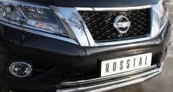 18 799 р. Защита переднего бампера (2 трубыØ63 и 42 мм, нержавейка) Russtal  Nissan Pathfinder  4 R52 (2012-2017). Увеличить фотографию 3