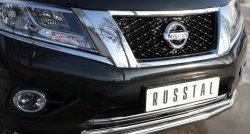 15 999 р. Защита переднего бампера (2 трубыØ63 и 42 мм, нержавейка) SLITKOFF  Nissan Pathfinder  R52 (2012-2017) дорестайлинг. Увеличить фотографию 3