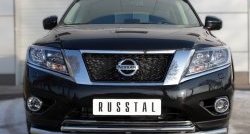 18 799 р. Защита переднего бампера (2 трубыØ63 и 42 мм, нержавейка) Russtal  Nissan Pathfinder  4 R52 (2012-2017). Увеличить фотографию 1